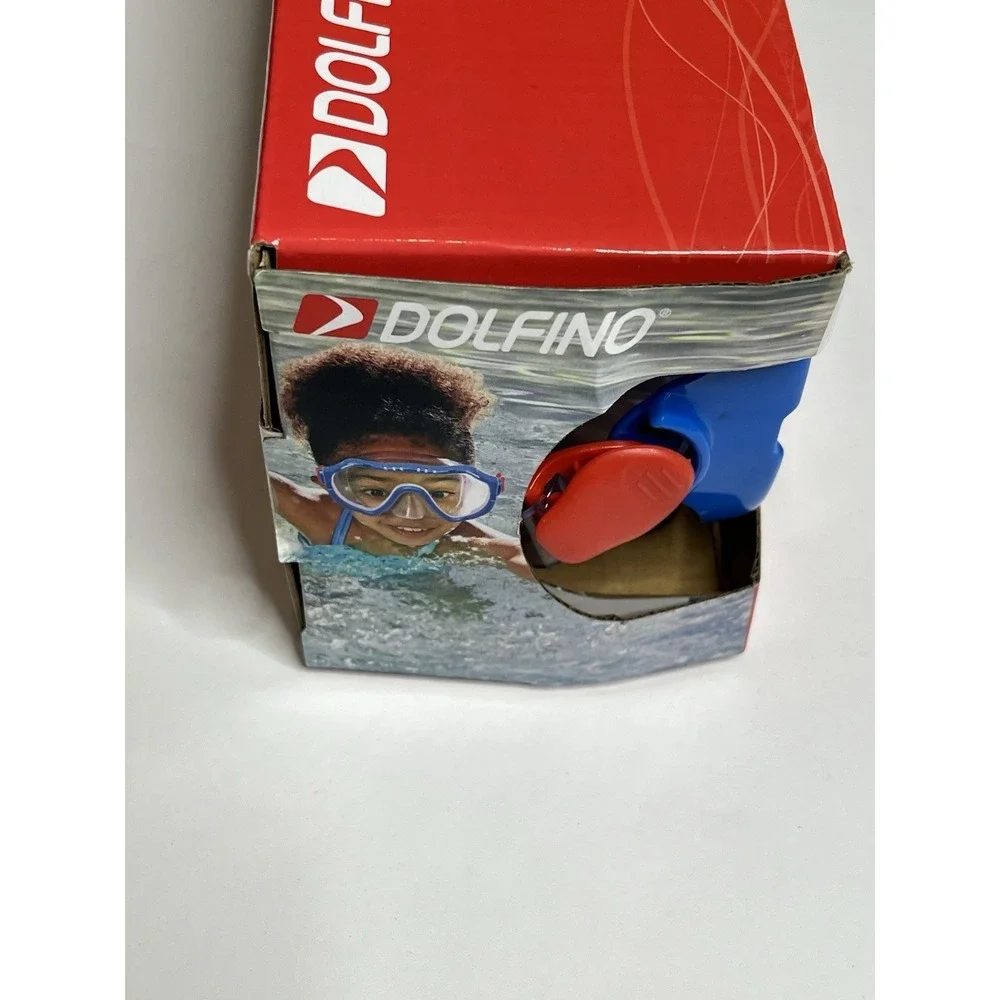 Dolfino Youth Blue Swim Goggles Impact Resistant Latex Free Custom Fit 6+